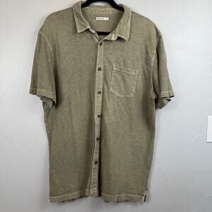 Marine Layer Men’s XL Short Sleeve Button Up Olive Green 100% Cotton Casual